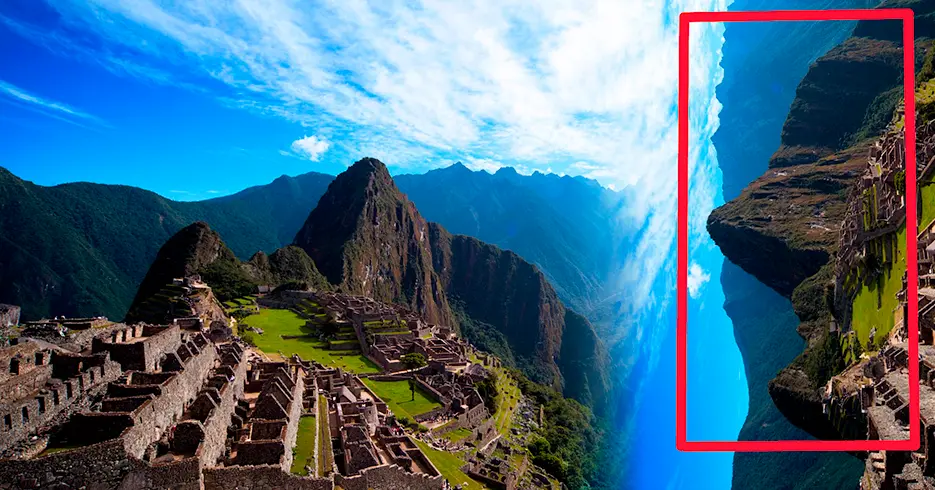Curiosidades de Machu Picchu: Rosto inca formado ao fundo por Huayna Picchu e Huchuy Picchu
