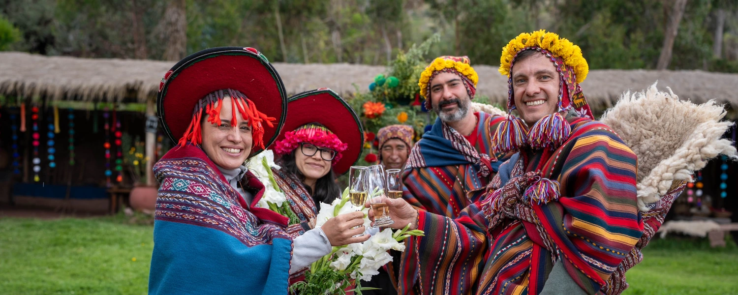 Bride and groom celebrating their wedding with Peru Grand Travel