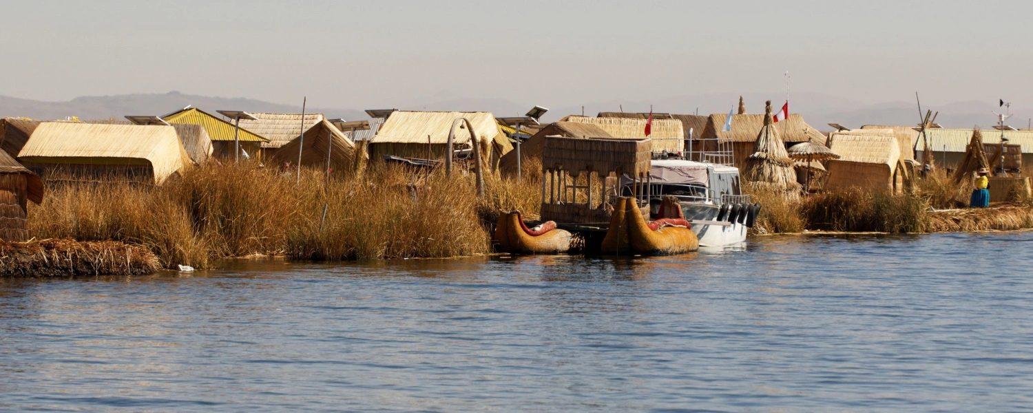 Totora reed islands on Lake Titicaca