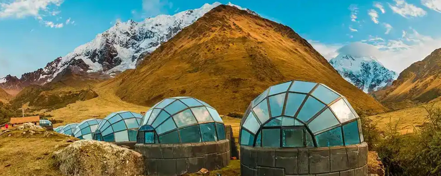 Domes in Soraypampa for the trek from Salkantay to Machu Picchu.