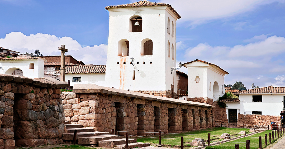 Traditional Andean textile weaving demonstration and historical stone ruins in Chinchero with Peru Grand Travel