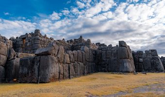 Massive megalithic stone walls of the Sacsayhuaman fortress overlooking Cusco
