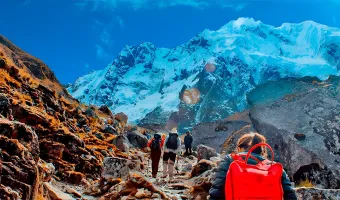 Snow-capped mountains and Andean valley along the Salkantay Trek near Cusco