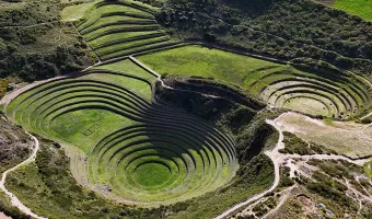 Circular Inca terraces at Moray in the Sacred Valley, Peru