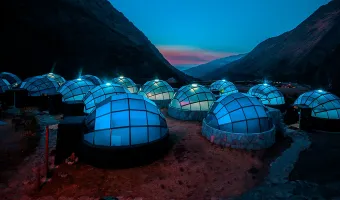 Sky Camp domes in the mountains along the Salkantay Trek in Peru
